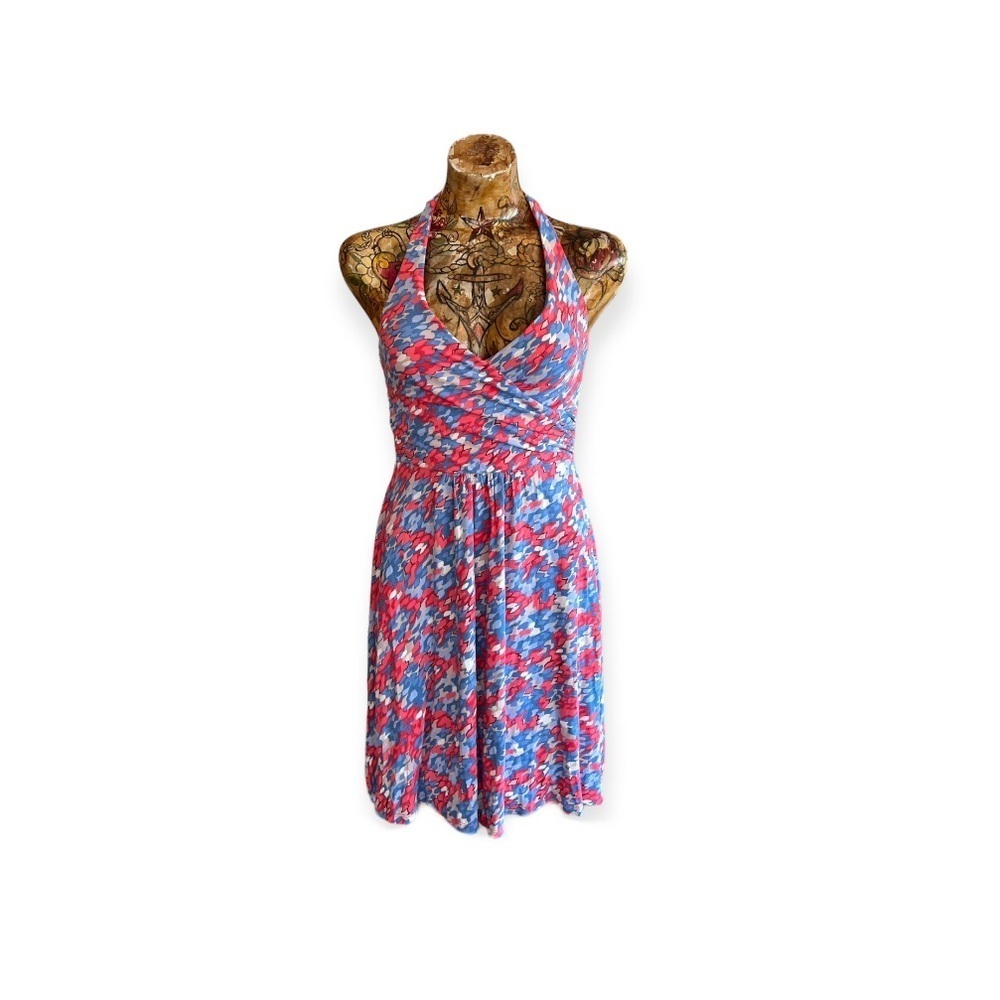 Boden halter dress casual Size 4 petite small pink blue